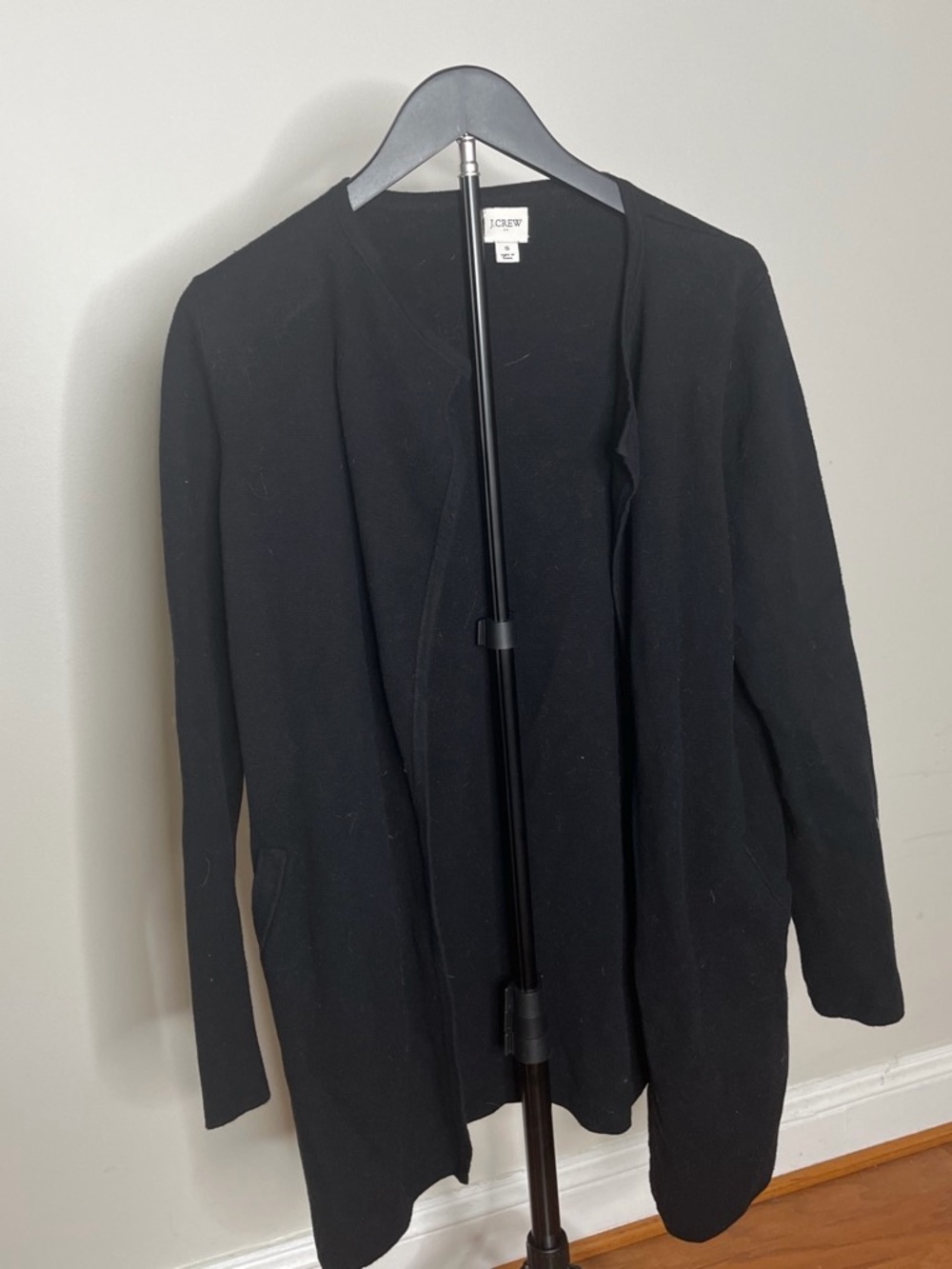 J. Crew Black Open-Front Knit Cardigan with Pockets